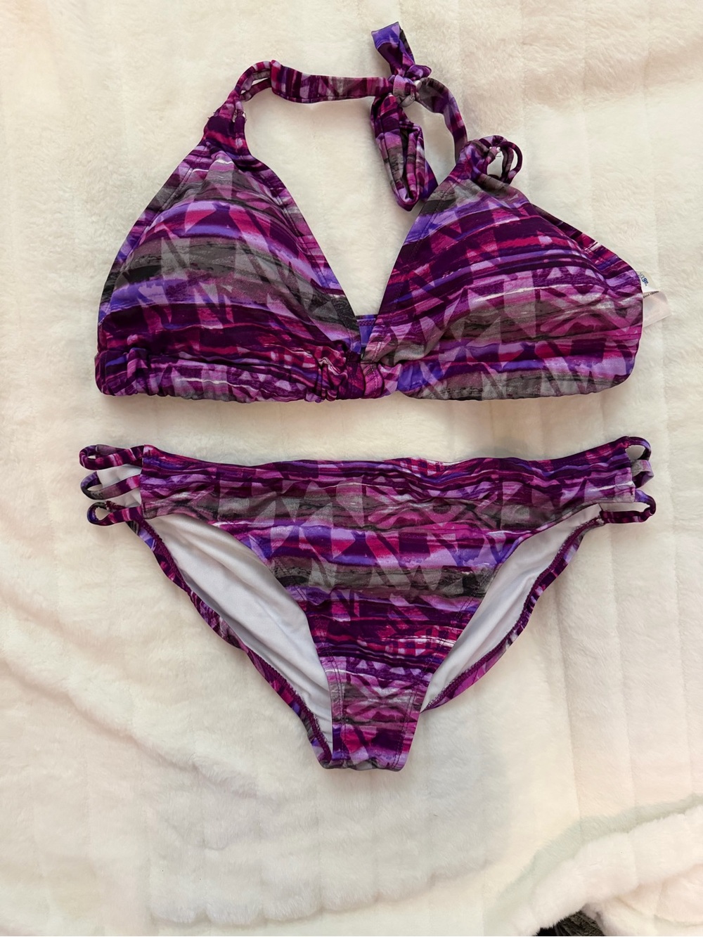 Swimsuits For All Purple Multi-Pattern Two-Piece Bikini